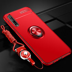 Coque Ultra Fine Silicone Souple Housse Etui avec Support Bague Anneau Aimante Magnetique pour Huawei Enjoy 10S Rouge