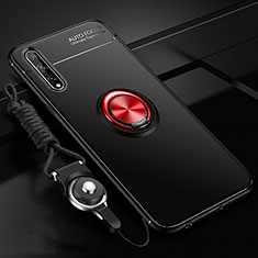 Coque Ultra Fine Silicone Souple Housse Etui avec Support Bague Anneau Aimante Magnetique pour Huawei Enjoy 10S Rouge et Noir
