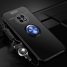 Coque Ultra Fine Silicone Souple Housse Etui avec Support Bague Anneau Aimante Magnetique pour Huawei Enjoy 20 Plus 5G Bleu et Noir