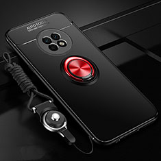 Coque Ultra Fine Silicone Souple Housse Etui avec Support Bague Anneau Aimante Magnetique pour Huawei Enjoy 20 Plus 5G Rouge et Noir