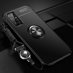 Coque Ultra Fine Silicone Souple Housse Etui avec Support Bague Anneau Aimante Magnetique pour Huawei Honor 30 Noir