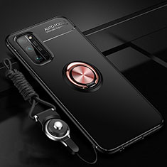 Coque Ultra Fine Silicone Souple Housse Etui avec Support Bague Anneau Aimante Magnetique pour Huawei Honor 30 Pro Or et Noir