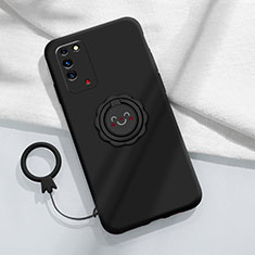 Coque Ultra Fine Silicone Souple Housse Etui avec Support Bague Anneau Aimante Magnetique pour Huawei Honor X10 5G Noir
