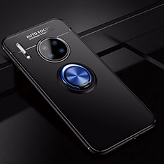 Coque Ultra Fine Silicone Souple Housse Etui avec Support Bague Anneau Aimante Magnetique pour Huawei Mate 30 Pro 5G Bleu