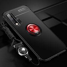 Coque Ultra Fine Silicone Souple Housse Etui avec Support Bague Anneau Aimante Magnetique pour Huawei Nova 6 5G Rouge et Noir