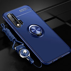 Coque Ultra Fine Silicone Souple Housse Etui avec Support Bague Anneau Aimante Magnetique pour Huawei Nova 6 Bleu