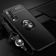 Coque Ultra Fine Silicone Souple Housse Etui avec Support Bague Anneau Aimante Magnetique pour Huawei Nova 6 Noir