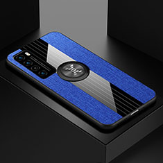 Coque Ultra Fine Silicone Souple Housse Etui avec Support Bague Anneau Aimante Magnetique pour Huawei Nova 7 5G Bleu