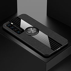 Coque Ultra Fine Silicone Souple Housse Etui avec Support Bague Anneau Aimante Magnetique pour Huawei Nova 7 5G Noir