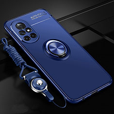 Coque Ultra Fine Silicone Souple Housse Etui avec Support Bague Anneau Aimante Magnetique pour Huawei Nova 8 5G Bleu