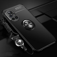 Coque Ultra Fine Silicone Souple Housse Etui avec Support Bague Anneau Aimante Magnetique pour Huawei Nova 8 5G Noir