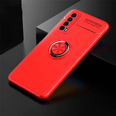 Coque Ultra Fine Silicone Souple Housse Etui avec Support Bague Anneau Aimante Magnetique pour Huawei P Smart (2021) Rouge