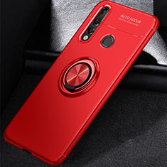 Coque Ultra Fine Silicone Souple Housse Etui avec Support Bague Anneau Aimante Magnetique pour Huawei P30 Lite New Edition Rouge