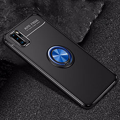 Coque Ultra Fine Silicone Souple Housse Etui avec Support Bague Anneau Aimante Magnetique pour Huawei P30 Pro New Edition Bleu et Noir