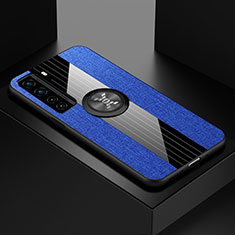 Coque Ultra Fine Silicone Souple Housse Etui avec Support Bague Anneau Aimante Magnetique pour Huawei P40 Lite 5G Bleu