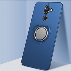 Coque Ultra Fine Silicone Souple Housse Etui avec Support Bague Anneau Aimante Magnetique pour Nokia 7 Plus Bleu