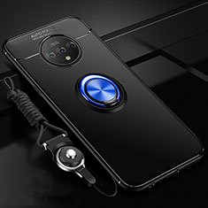 Coque Ultra Fine Silicone Souple Housse Etui avec Support Bague Anneau Aimante Magnetique pour OnePlus 7T Bleu et Noir