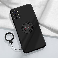 Coque Ultra Fine Silicone Souple Housse Etui avec Support Bague Anneau Aimante Magnetique pour OnePlus 8T 5G Noir