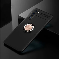 Coque Ultra Fine Silicone Souple Housse Etui avec Support Bague Anneau Aimante Magnetique pour OnePlus Nord Or et Noir
