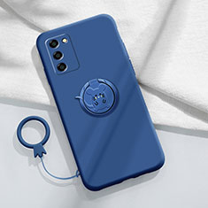 Coque Ultra Fine Silicone Souple Housse Etui avec Support Bague Anneau Aimante Magnetique pour Oppo A55 5G Bleu