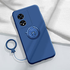 Coque Ultra Fine Silicone Souple Housse Etui avec Support Bague Anneau Aimante Magnetique pour Oppo A58x 5G Bleu