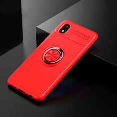 Coque Ultra Fine Silicone Souple Housse Etui avec Support Bague Anneau Aimante Magnetique pour Samsung Galaxy A01 Core Rouge