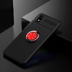 Coque Ultra Fine Silicone Souple Housse Etui avec Support Bague Anneau Aimante Magnetique pour Samsung Galaxy A01 Core Rouge et Noir
