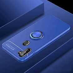 Coque Ultra Fine Silicone Souple Housse Etui avec Support Bague Anneau Aimante Magnetique pour Samsung Galaxy A11 Bleu