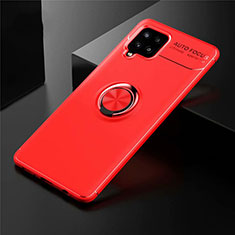 Coque Ultra Fine Silicone Souple Housse Etui avec Support Bague Anneau Aimante Magnetique pour Samsung Galaxy A42 5G Rouge