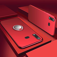 Coque Ultra Fine Silicone Souple Housse Etui avec Support Bague Anneau Aimante Magnetique pour Samsung Galaxy A6s Rouge