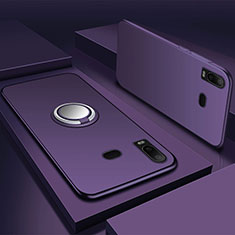Coque Ultra Fine Silicone Souple Housse Etui avec Support Bague Anneau Aimante Magnetique pour Samsung Galaxy A6s Violet