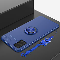 Coque Ultra Fine Silicone Souple Housse Etui avec Support Bague Anneau Aimante Magnetique pour Samsung Galaxy A71 4G A715 Bleu