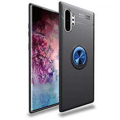 Coque Ultra Fine Silicone Souple Housse Etui avec Support Bague Anneau Aimante Magnetique pour Samsung Galaxy Note 10 Plus Bleu et Noir