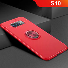 Coque Ultra Fine Silicone Souple Housse Etui avec Support Bague Anneau Aimante Magnetique pour Samsung Galaxy S10 5G Rouge