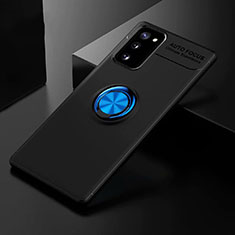 Coque Ultra Fine Silicone Souple Housse Etui avec Support Bague Anneau Aimante Magnetique pour Samsung Galaxy S20 FE (2022) 5G Bleu et Noir