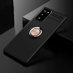 Coque Ultra Fine Silicone Souple Housse Etui avec Support Bague Anneau Aimante Magnetique pour Samsung Galaxy S20 FE (2022) 5G Or et Noir