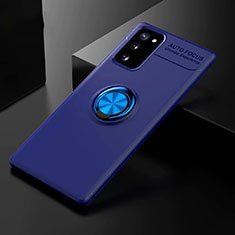 Coque Ultra Fine Silicone Souple Housse Etui avec Support Bague Anneau Aimante Magnetique pour Samsung Galaxy S20 FE 4G Bleu