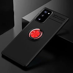 Coque Ultra Fine Silicone Souple Housse Etui avec Support Bague Anneau Aimante Magnetique pour Samsung Galaxy S20 Lite 5G Rouge et Noir