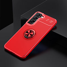 Coque Ultra Fine Silicone Souple Housse Etui avec Support Bague Anneau Aimante Magnetique pour Samsung Galaxy S21 FE 5G Rouge