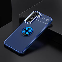 Coque Ultra Fine Silicone Souple Housse Etui avec Support Bague Anneau Aimante Magnetique pour Samsung Galaxy S22 5G Bleu
