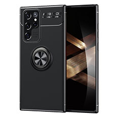 Coque Ultra Fine Silicone Souple Housse Etui avec Support Bague Anneau Aimante Magnetique pour Samsung Galaxy S24 Ultra 5G Noir