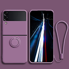 Coque Ultra Fine Silicone Souple Housse Etui avec Support Bague Anneau Aimante Magnetique pour Samsung Galaxy Z Flip3 5G Violet