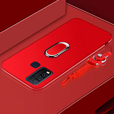 Coque Ultra Fine Silicone Souple Housse Etui avec Support Bague Anneau Aimante Magnetique pour Vivo Y50 Rouge