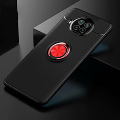 Coque Ultra Fine Silicone Souple Housse Etui avec Support Bague Anneau Aimante Magnetique pour Xiaomi Mi 10i 5G Rouge et Noir