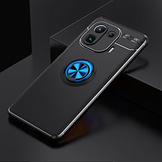 Coque Ultra Fine Silicone Souple Housse Etui avec Support Bague Anneau Aimante Magnetique pour Xiaomi Mi 11 Pro 5G Bleu et Noir