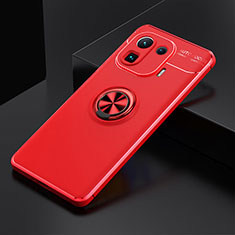 Coque Ultra Fine Silicone Souple Housse Etui avec Support Bague Anneau Aimante Magnetique pour Xiaomi Mi 11 Pro 5G Rouge