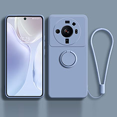 Coque Ultra Fine Silicone Souple Housse Etui avec Support Bague Anneau Aimante Magnetique pour Xiaomi Mi 12 Ultra 5G Gris Lavende