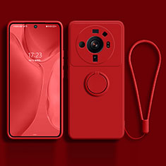Coque Ultra Fine Silicone Souple Housse Etui avec Support Bague Anneau Aimante Magnetique pour Xiaomi Mi 12 Ultra 5G Rouge