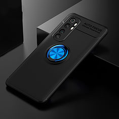 Coque Ultra Fine Silicone Souple Housse Etui avec Support Bague Anneau Aimante Magnetique pour Xiaomi Mi Note 10 Lite Bleu et Noir