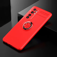 Coque Ultra Fine Silicone Souple Housse Etui avec Support Bague Anneau Aimante Magnetique pour Xiaomi Mi Note 10 Lite Rouge